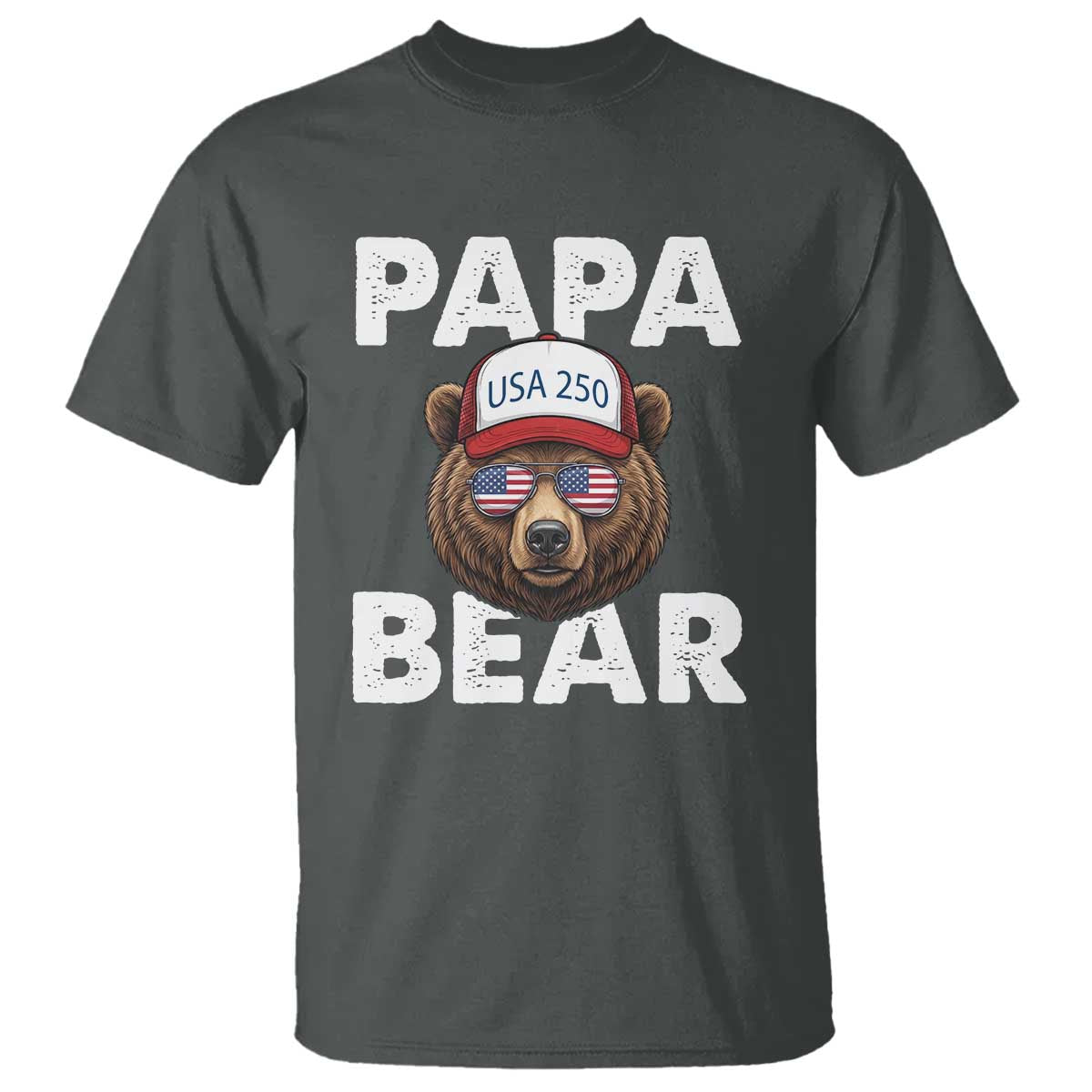 Papa Bear Father's Day T Shirt America 250th Anniversary USA Flag July 4th