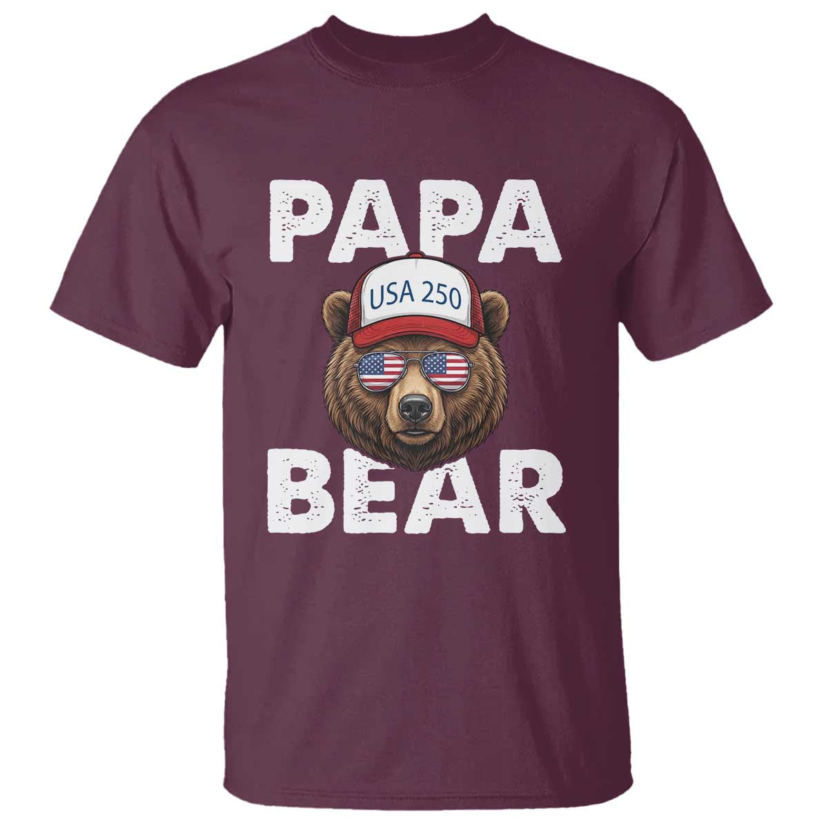 Papa Bear Father's Day T Shirt America 250th Anniversary USA Flag July 4th