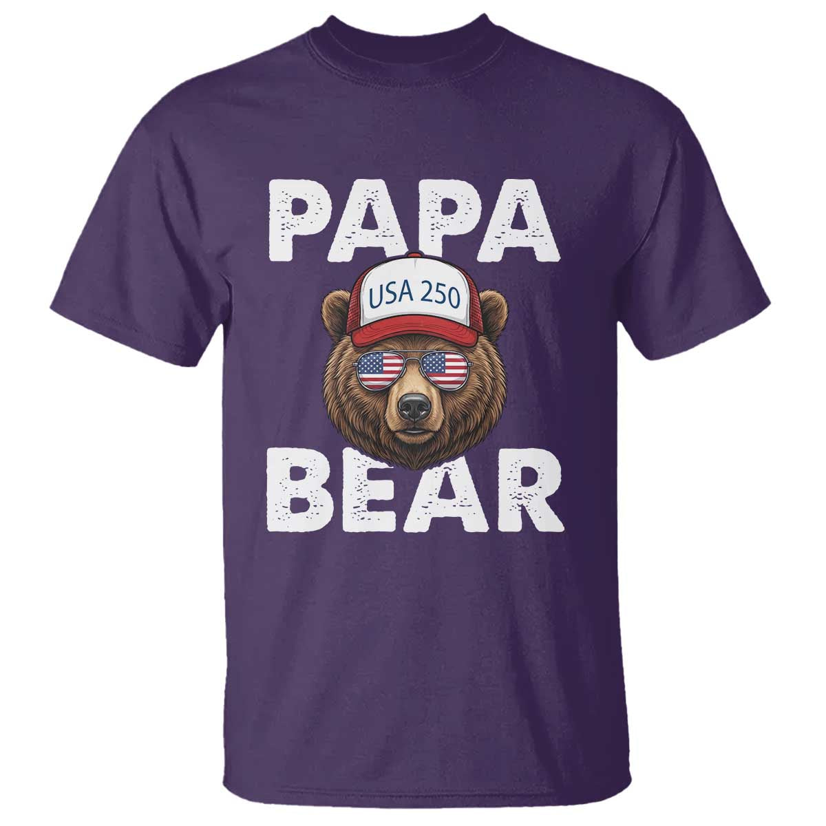 Papa Bear Father's Day T Shirt America 250th Anniversary USA Flag July 4th
