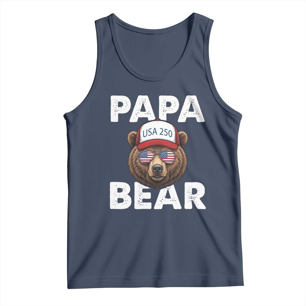 Papa Bear Father's Day Tank Top America 250th Anniversary USA Flag July 4th