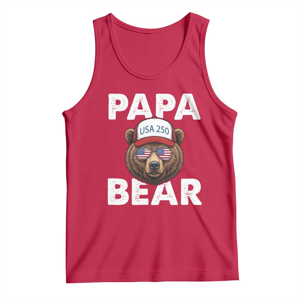 Papa Bear Father's Day Tank Top America 250th Anniversary USA Flag July 4th