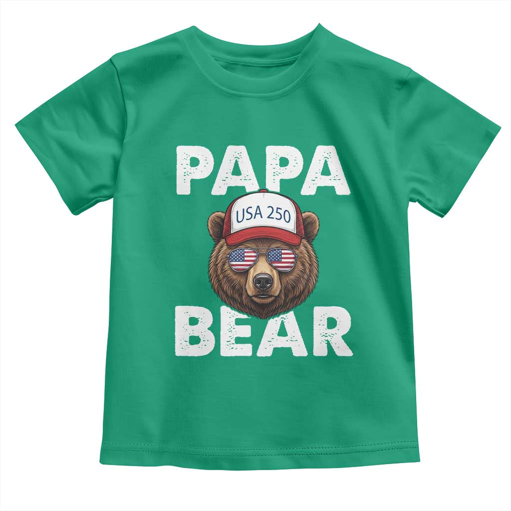 Papa Bear Father's Day Toddler T Shirt America 250th Anniversary USA Flag July 4th