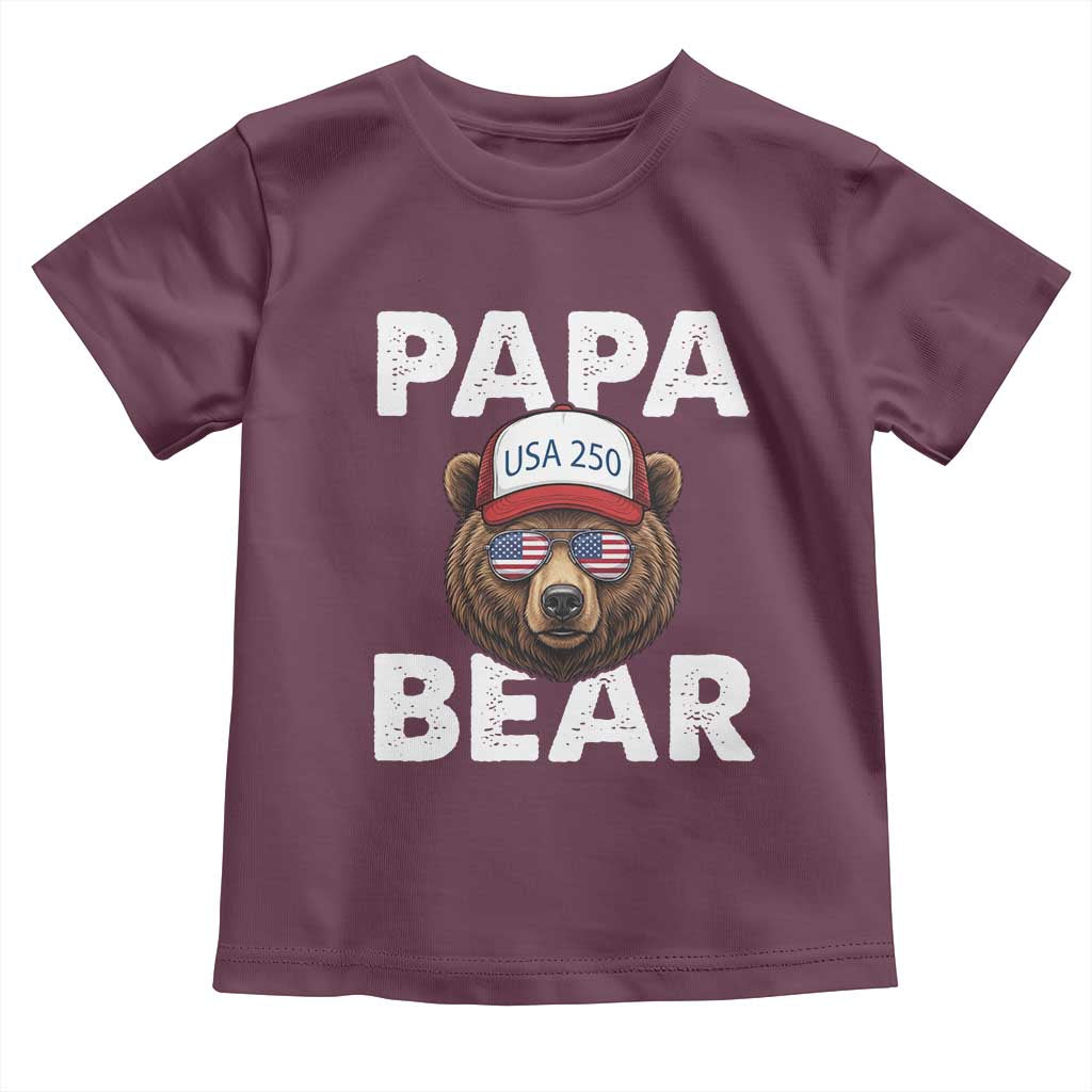 Papa Bear Father's Day Toddler T Shirt America 250th Anniversary USA Flag July 4th