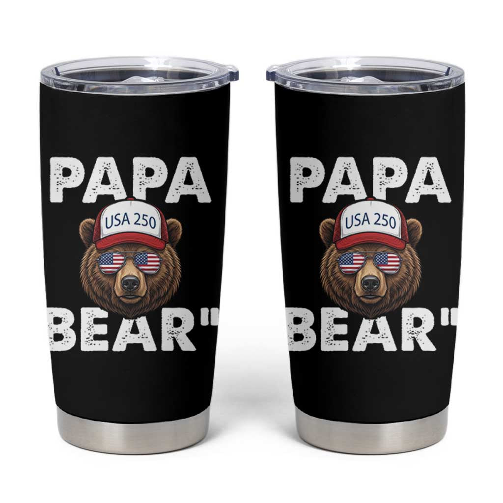 Papa Bear Father's Day Tumbler Cup America 250th Anniversary USA Flag July 4th