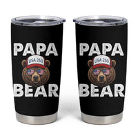 Papa Bear Father's Day Tumbler Cup America 250th Anniversary USA Flag July 4th