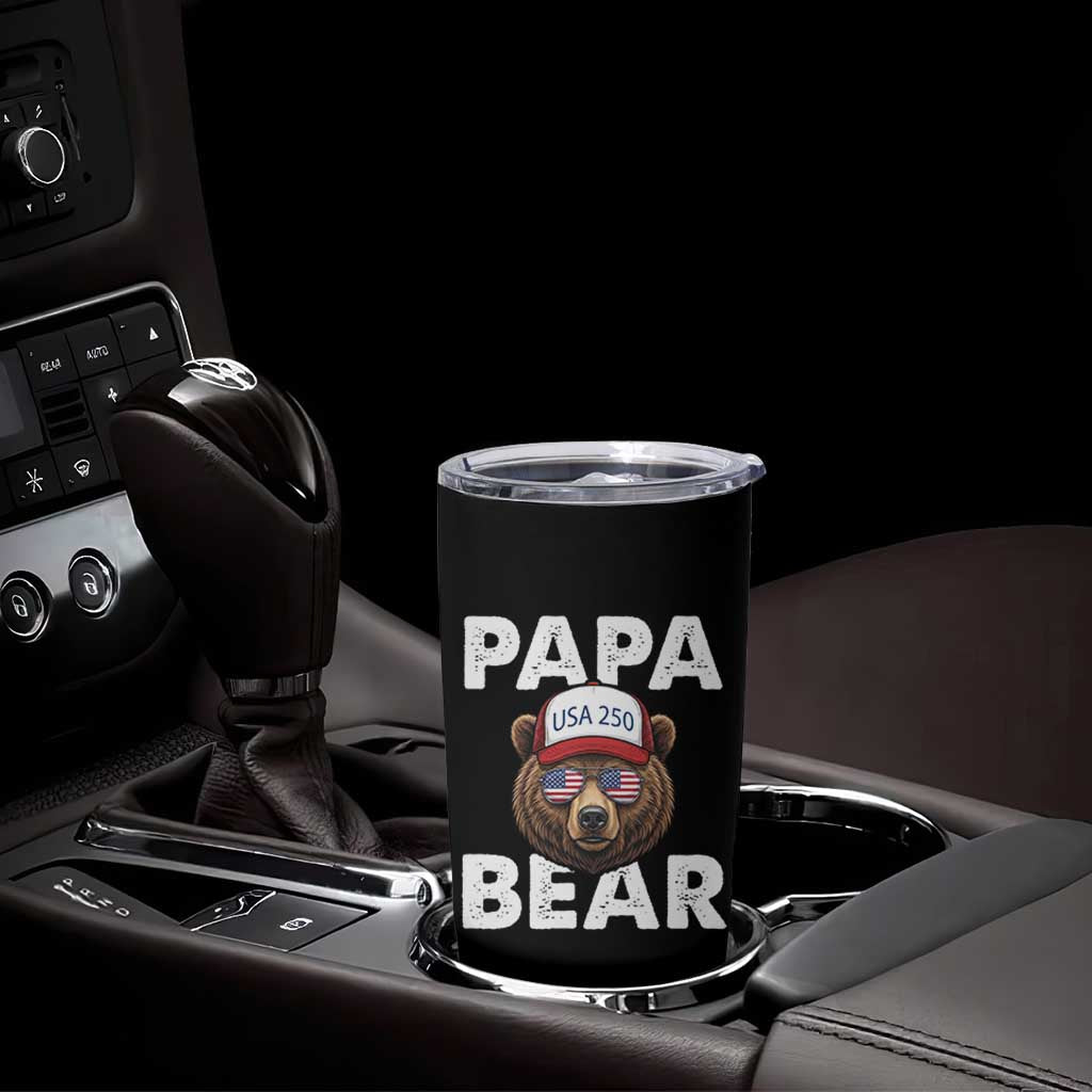 Papa Bear Father's Day Tumbler Cup America 250th Anniversary USA Flag July 4th