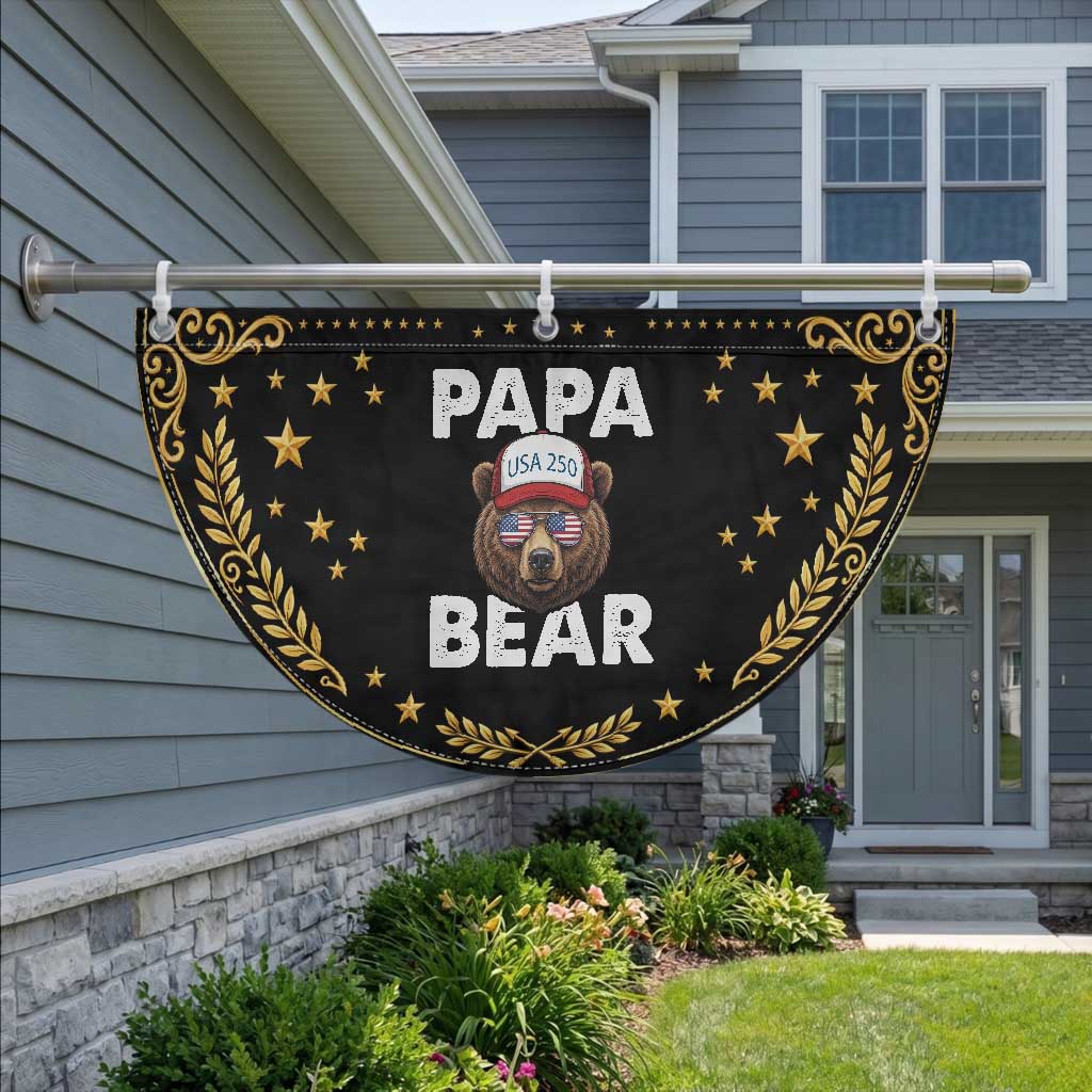 Papa Bear Father's Day Patriotic Fan Flag America 250th Anniversary USA Flag July 4th