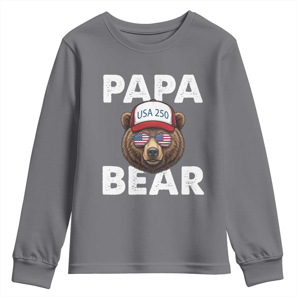 Papa Bear Father's Day Youth Sweatshirt America 250th Anniversary USA Flag July 4th