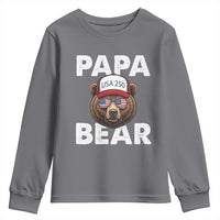 Papa Bear Father's Day Youth Sweatshirt America 250th Anniversary USA Flag July 4th