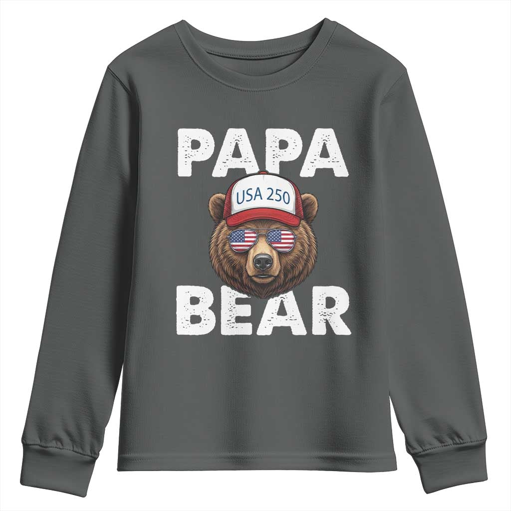 Papa Bear Father's Day Youth Sweatshirt America 250th Anniversary USA Flag July 4th