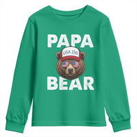 Papa Bear Father's Day Youth Sweatshirt America 250th Anniversary USA Flag July 4th