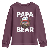 Papa Bear Father's Day Youth Sweatshirt America 250th Anniversary USA Flag July 4th