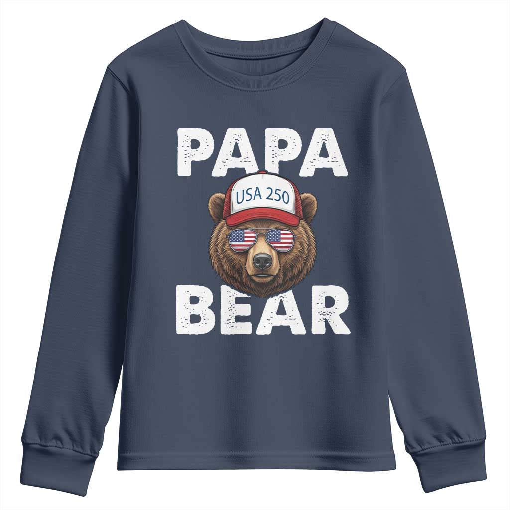Papa Bear Father's Day Youth Sweatshirt America 250th Anniversary USA Flag July 4th