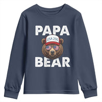 Papa Bear Father's Day Youth Sweatshirt America 250th Anniversary USA Flag July 4th