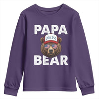 Papa Bear Father's Day Youth Sweatshirt America 250th Anniversary USA Flag July 4th