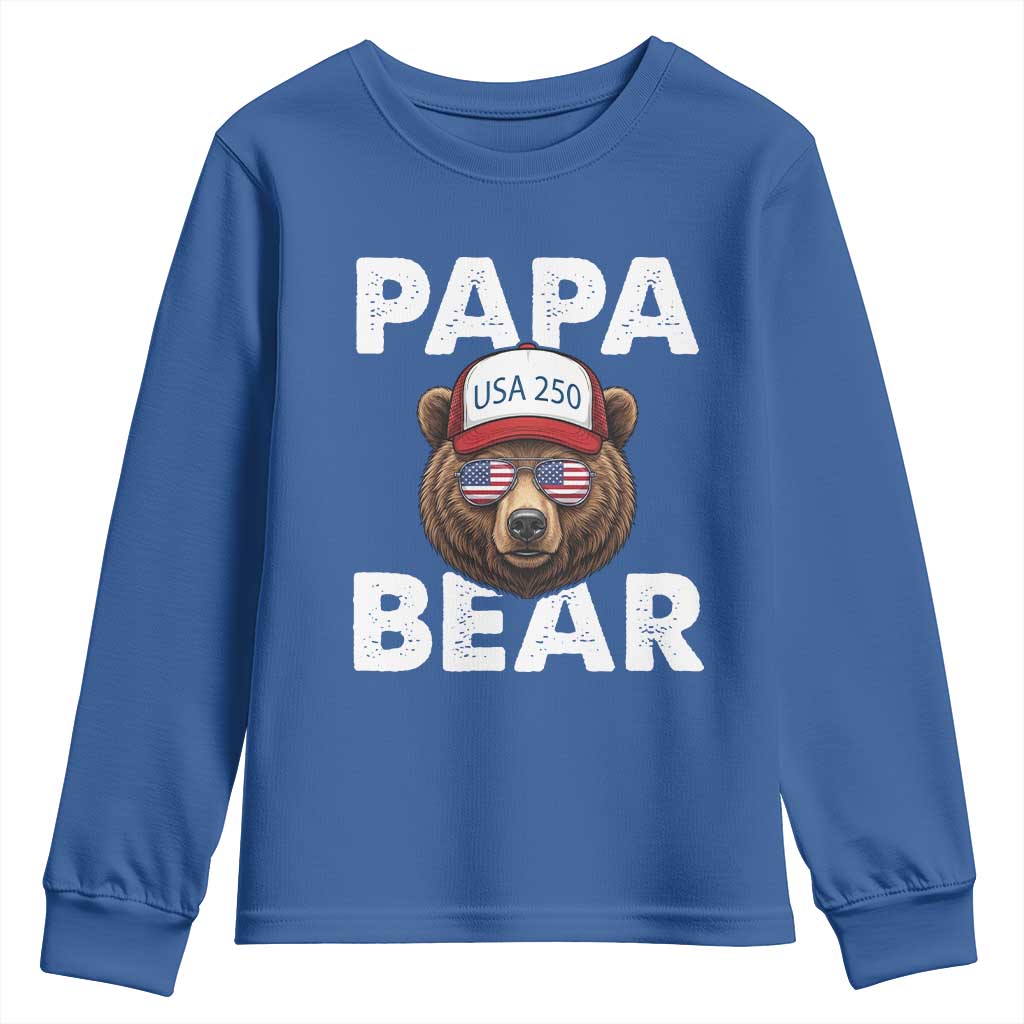 Papa Bear Father's Day Youth Sweatshirt America 250th Anniversary USA Flag July 4th