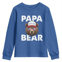 Papa Bear Father's Day Youth Sweatshirt America 250th Anniversary USA Flag July 4th