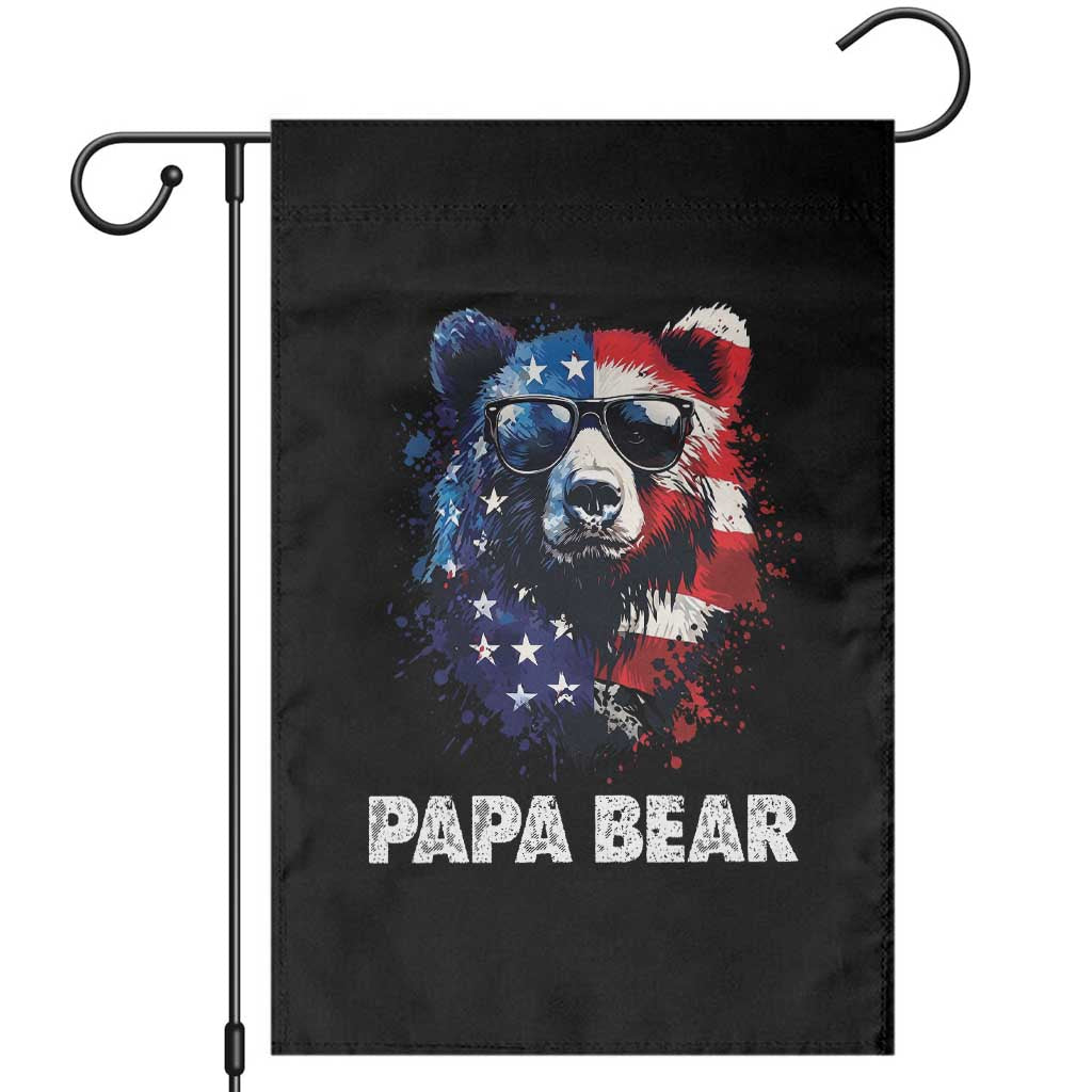 Papa Bear Father's Day Garden Flag Patriotic American Flag 4th Of July