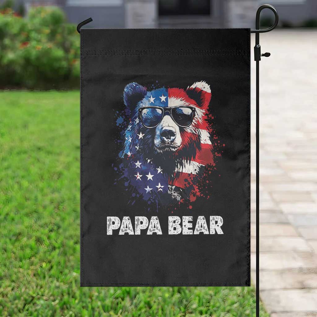 Papa Bear Father's Day Garden Flag Patriotic American Flag 4th Of July