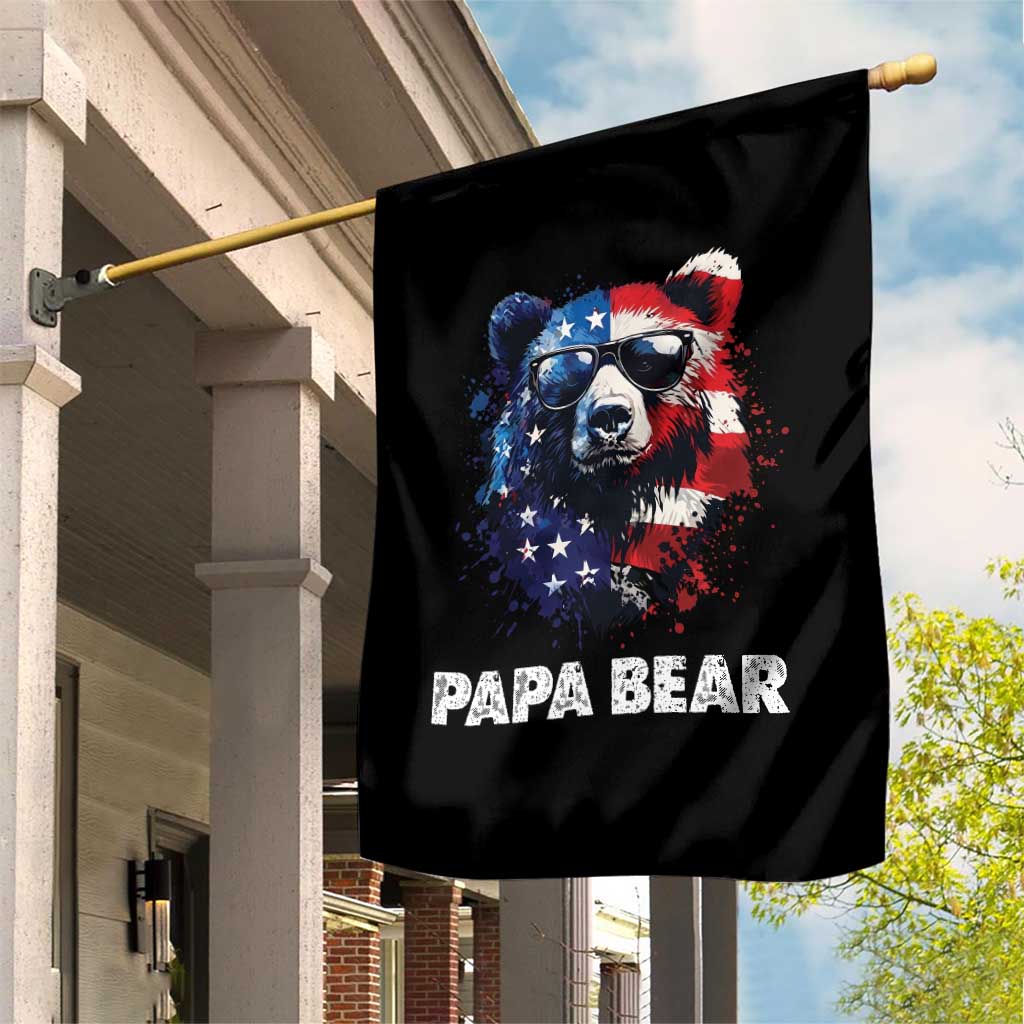 Papa Bear Father's Day Garden Flag Patriotic American Flag 4th Of July