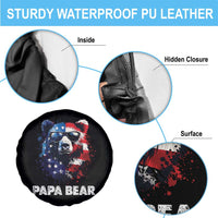 Papa Bear Father's Day Spare Tire Cover Patriotic American Flag 4th Of July