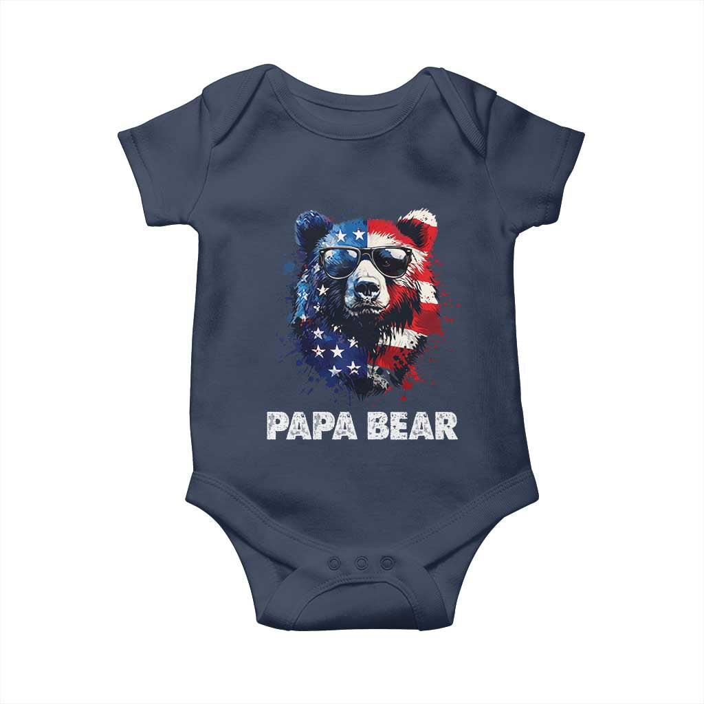 Papa Bear Father's Day Baby Onesie Patriotic American Flag 4th Of July