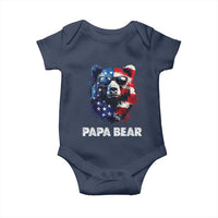 Papa Bear Father's Day Baby Onesie Patriotic American Flag 4th Of July