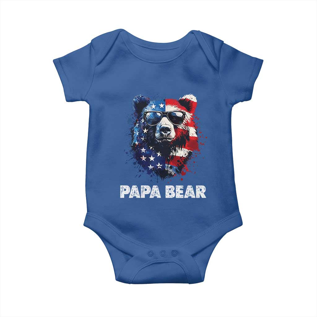 Papa Bear Father's Day Baby Onesie Patriotic American Flag 4th Of July