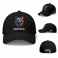 Papa Bear Father's Day Baseball Cap Patriotic American Flag 4th Of July