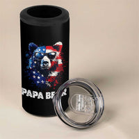 Papa Bear Father's Day 4 in 1 Can Cooler Tumbler Patriotic American Flag 4th Of July