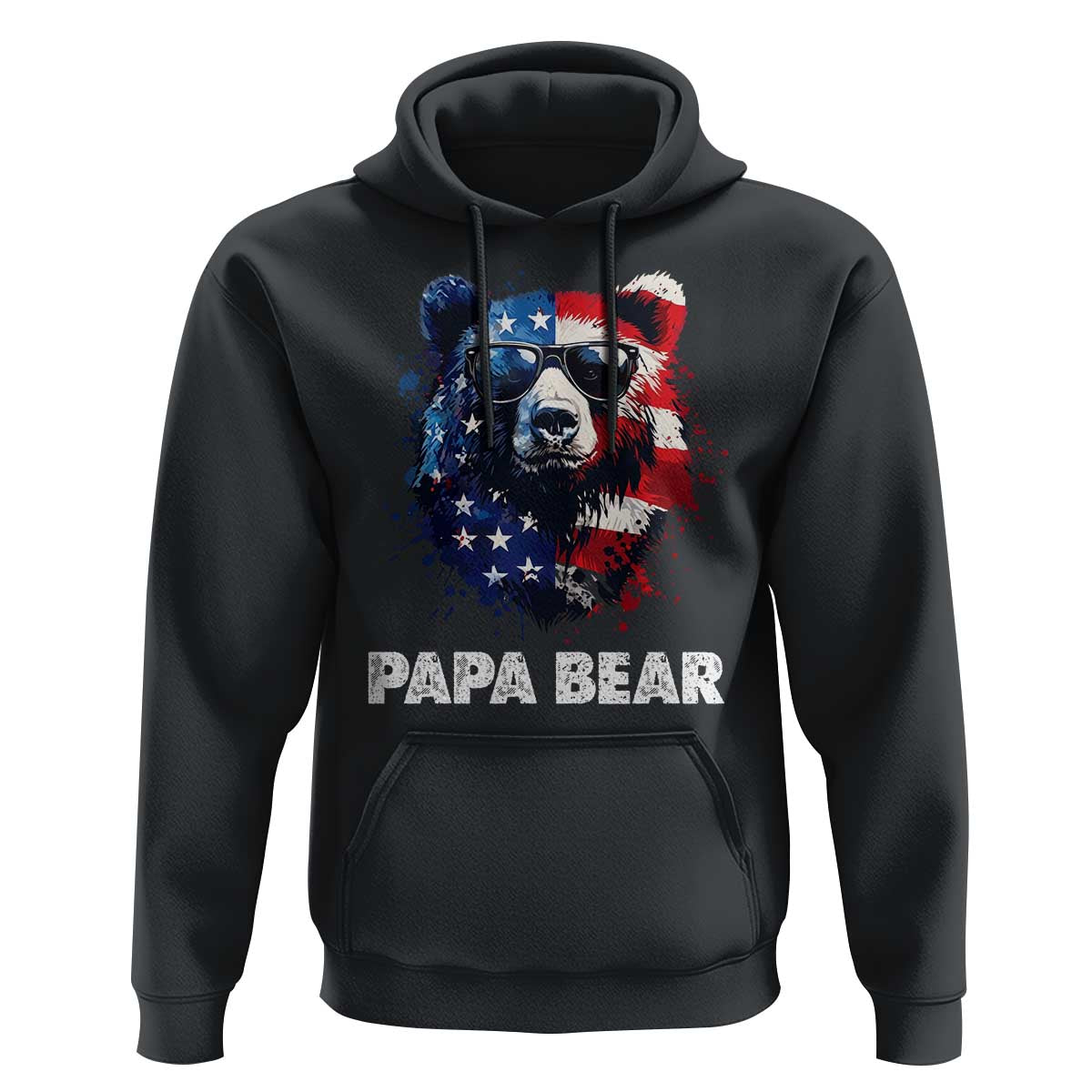 Papa Bear Father's Day Hoodie Patriotic American Flag 4th Of July