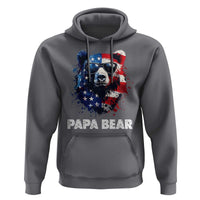 Papa Bear Father's Day Hoodie Patriotic American Flag 4th Of July
