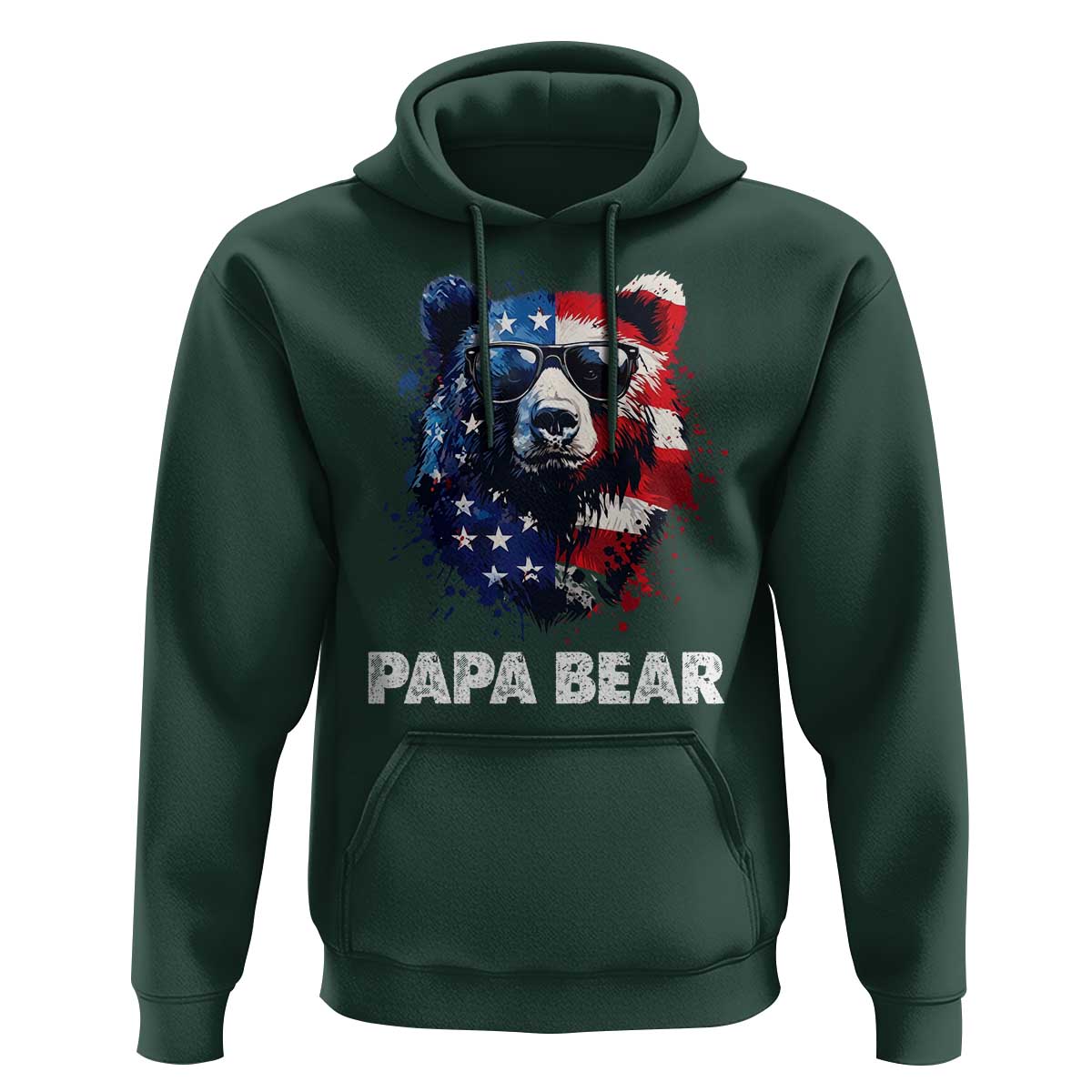 Papa Bear Father's Day Hoodie Patriotic American Flag 4th Of July