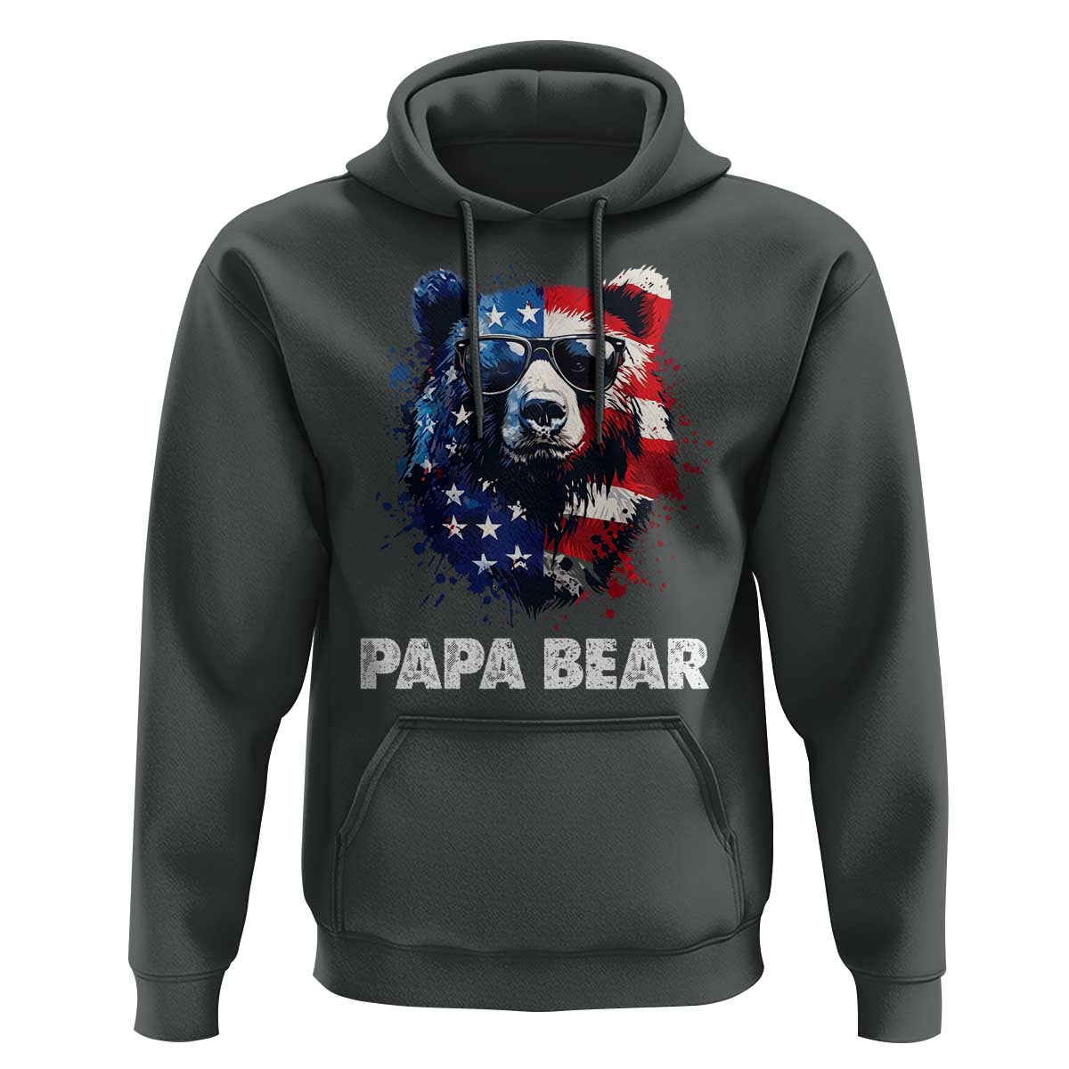 Papa Bear Father's Day Hoodie Patriotic American Flag 4th Of July