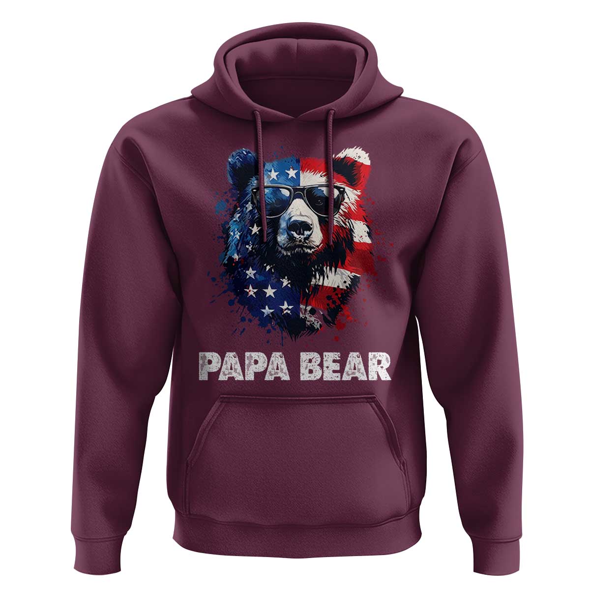 Papa Bear Father's Day Hoodie Patriotic American Flag 4th Of July