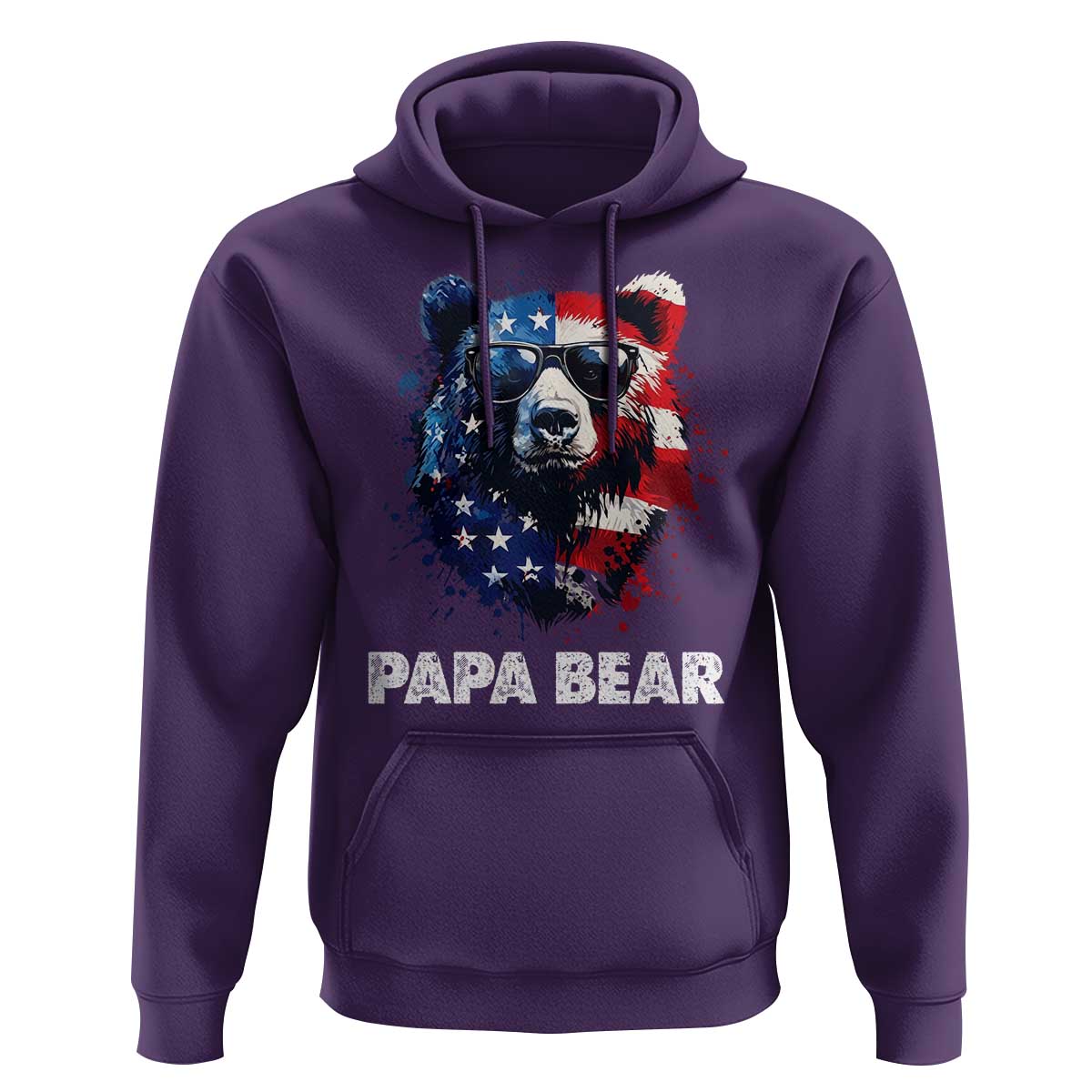 Papa Bear Father's Day Hoodie Patriotic American Flag 4th Of July