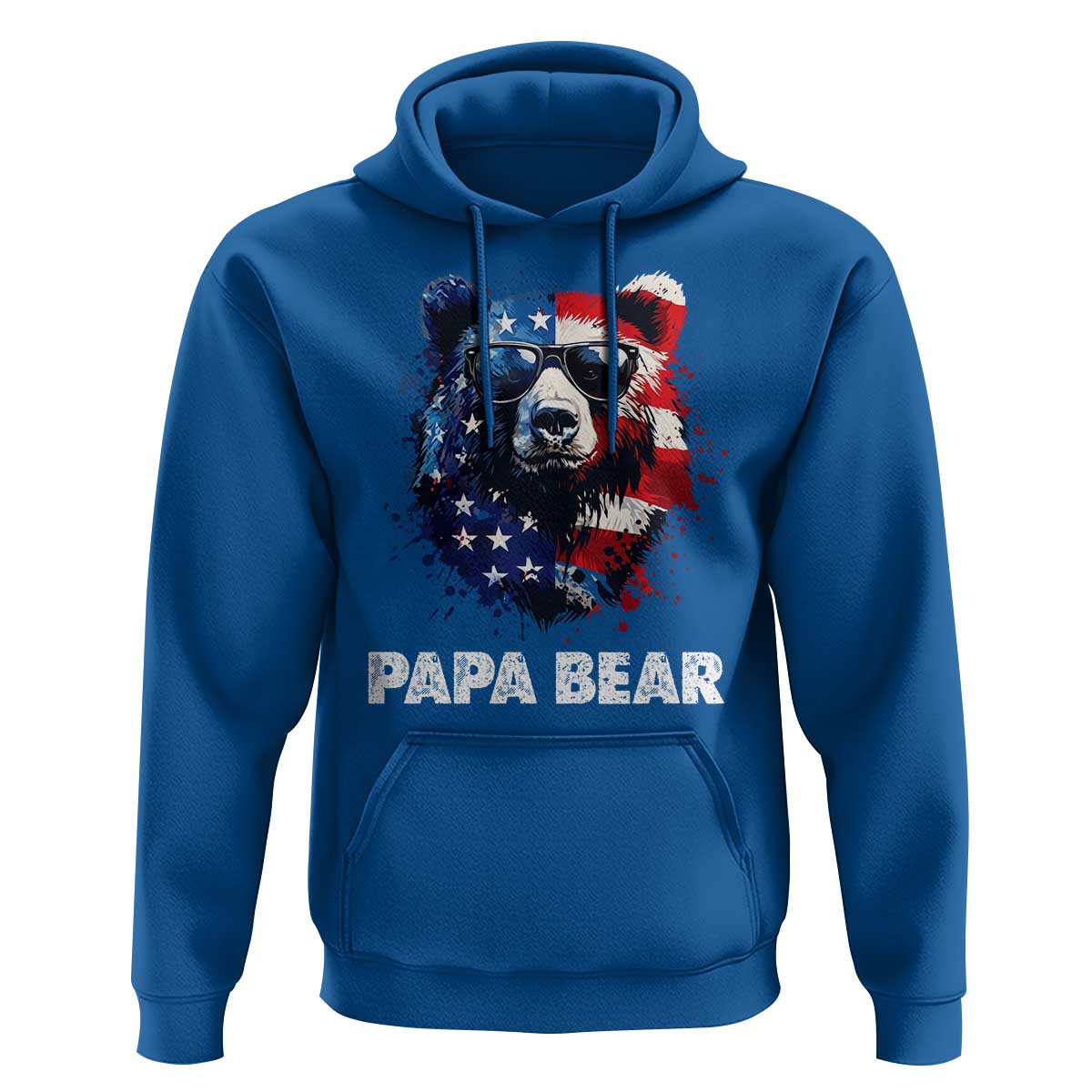 Papa Bear Father's Day Hoodie Patriotic American Flag 4th Of July