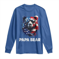 Papa Bear Father's Day Long Sleeve Shirt Patriotic American Flag 4th Of July