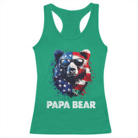 Papa Bear Father's Day Racerback Tank Top Patriotic American Flag 4th Of July