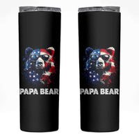 Papa Bear Father's Day Skinny Tumbler Patriotic American Flag 4th Of July