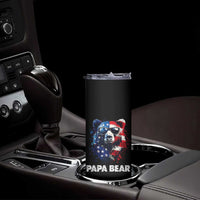 Papa Bear Father's Day Skinny Tumbler Patriotic American Flag 4th Of July