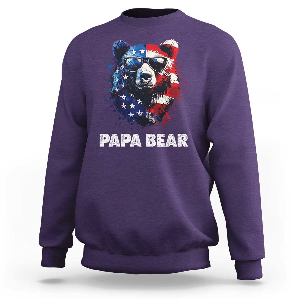 Papa Bear Father's Day Sweatshirt Patriotic American Flag 4th Of July