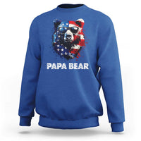 Papa Bear Father's Day Sweatshirt Patriotic American Flag 4th Of July