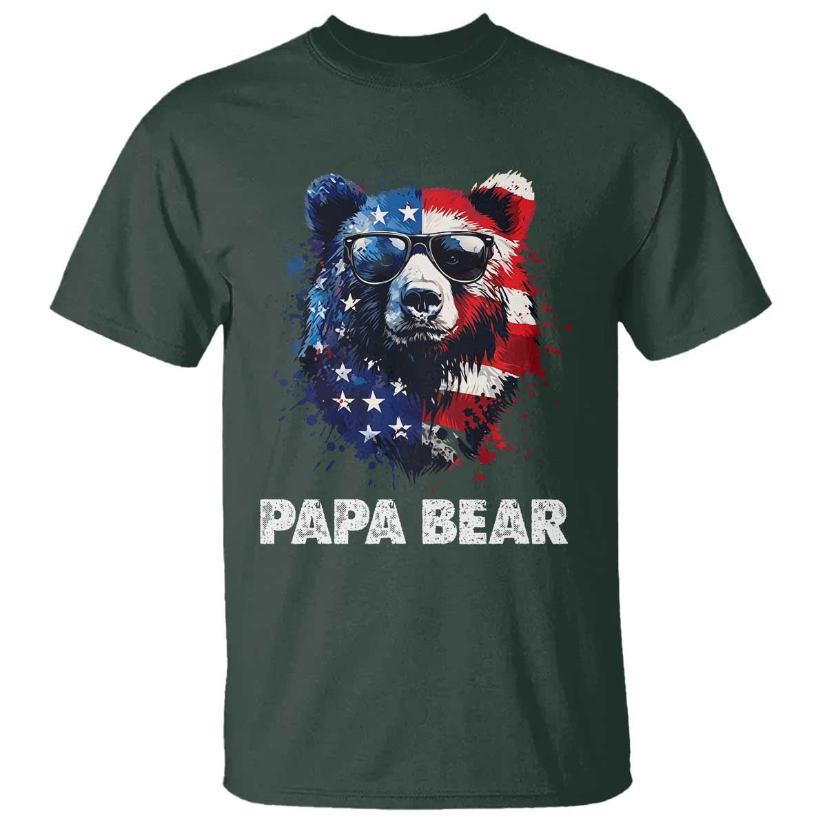Papa Bear Father's Day T Shirt Patriotic American Flag 4th Of July