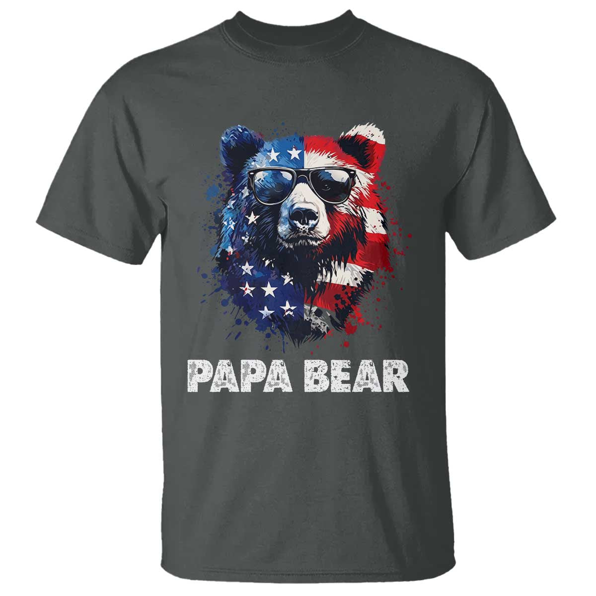 Papa Bear Father's Day T Shirt Patriotic American Flag 4th Of July