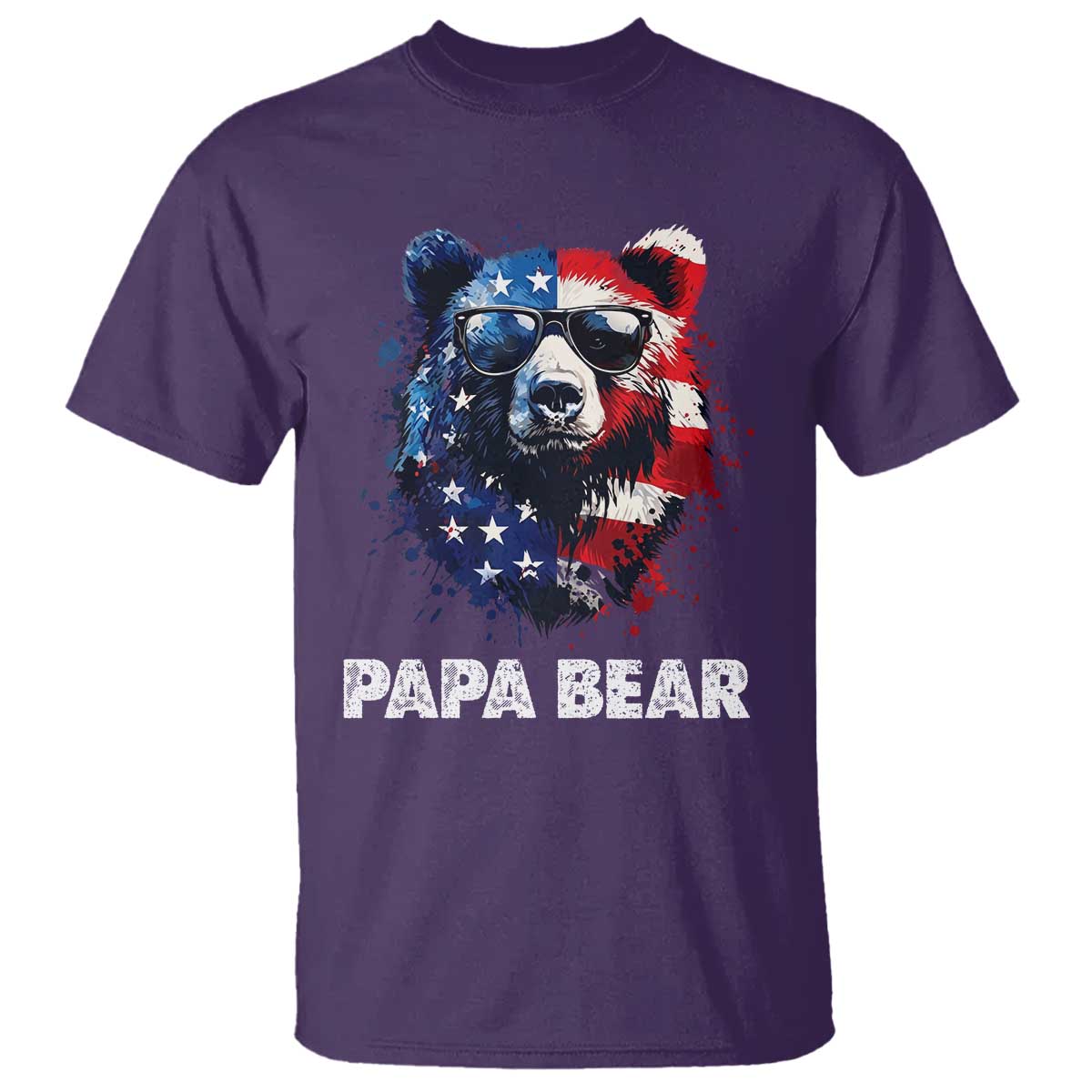 Papa Bear Father's Day T Shirt Patriotic American Flag 4th Of July