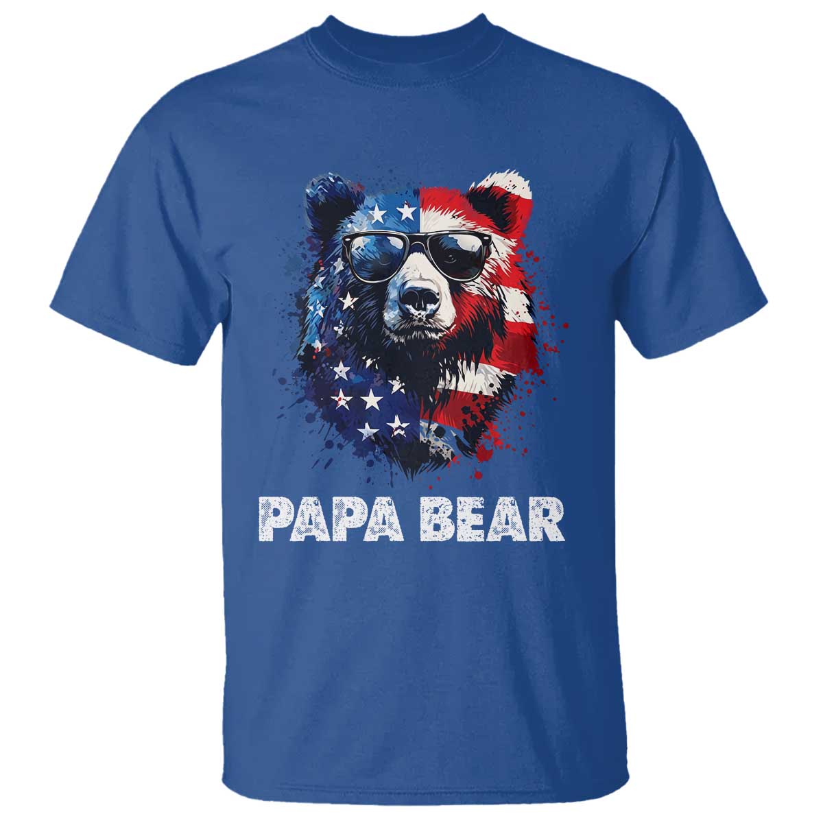 Papa Bear Father's Day T Shirt Patriotic American Flag 4th Of July