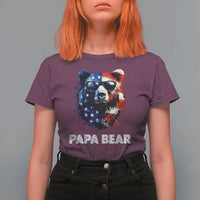 Papa Bear Father's Day T Shirt For Women Patriotic American Flag 4th Of July
