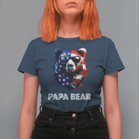 Papa Bear Father's Day T Shirt For Women Patriotic American Flag 4th Of July