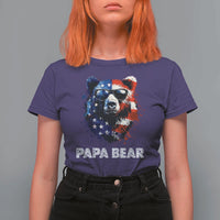 Papa Bear Father's Day T Shirt For Women Patriotic American Flag 4th Of July
